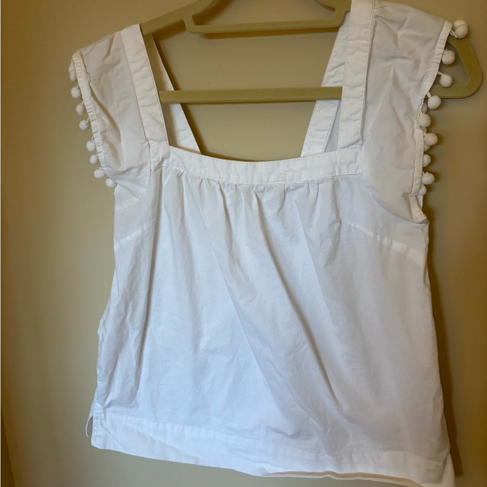 J. Crew pompom white top